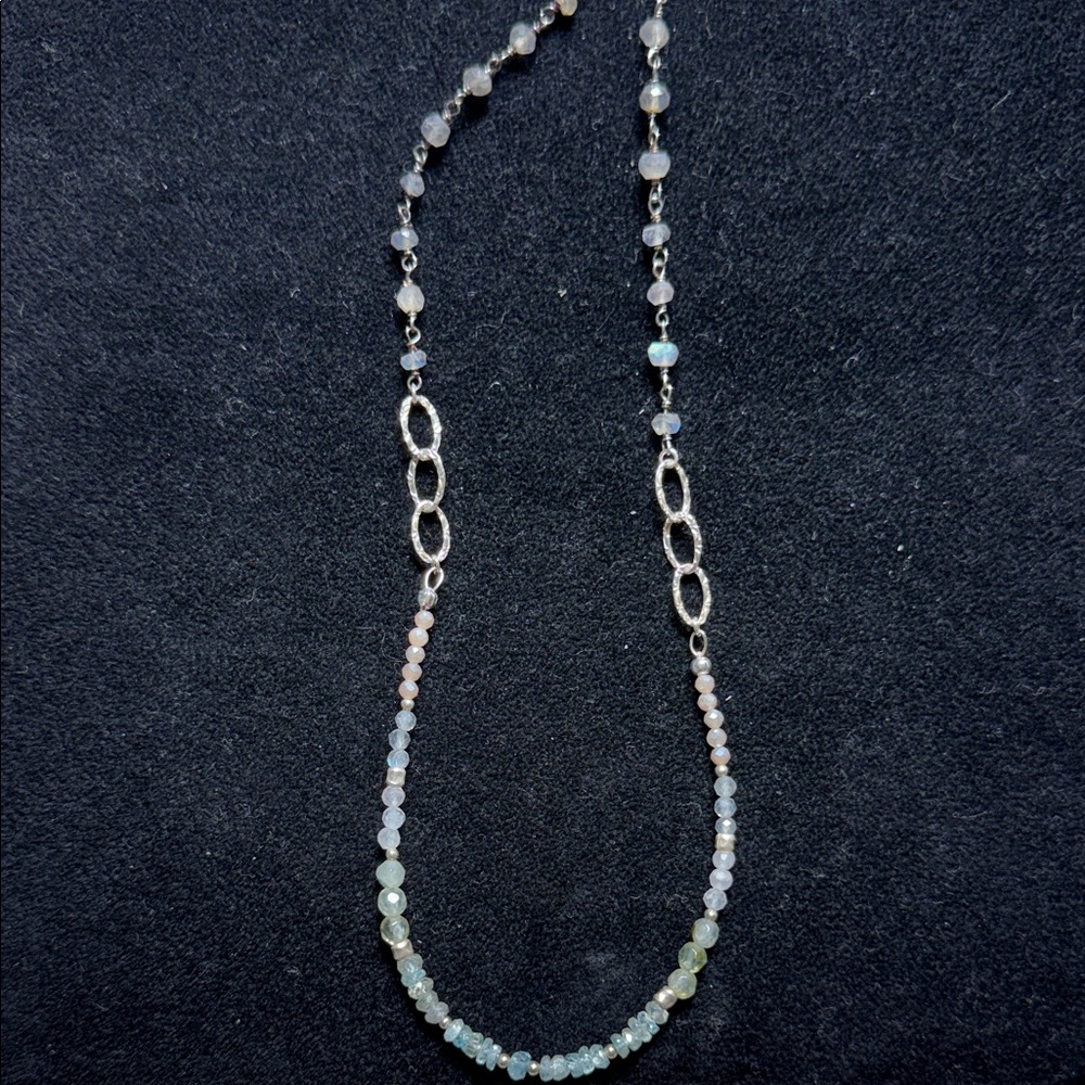 Pastel Multi-Bead Necklace with Silver-Link Accents